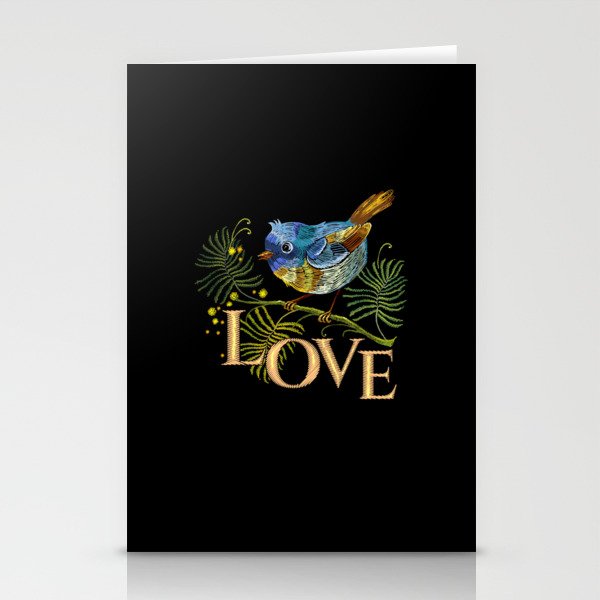 Love Bird Embroidery Stationery Cards
