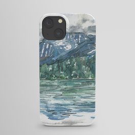 Kintla Lake Watercolor Painting of Glacier National Park iPhone Case