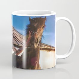 Lord of the manor; blond with horse magical realism female portrait color photograph / photography Mug