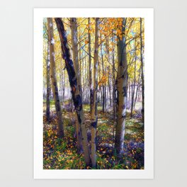 Dappled Autumn Forest Art Print | Aspenforest, Bark, Softfocus, Leaf, Forest, Autumncolors, Aspenglade, Aspengrove, Fallcolors, Tree 