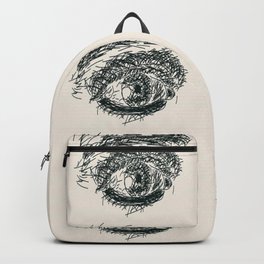 Exhausted  Eyes Backpack | Digital, Curated, Strokes, Vector, Pattern, Drawing, Beige, Mentalhealth, Vectordrawing, Illustration 