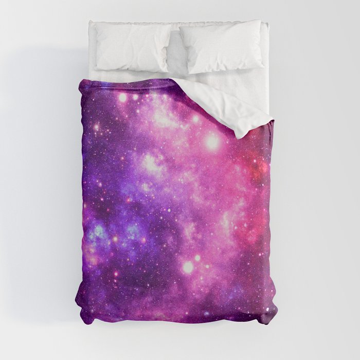 Purple Hot Pink Galaxy Nebula Duvet Cover