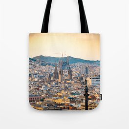 Spain Photography - Barcelona Under The Orange Sky Tote Bag