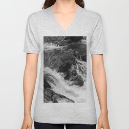 Cascading Stream in the mountains V Neck T Shirt