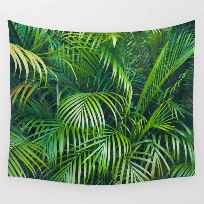 palm tree leaves - jungle plant pattern, photography Wall Tapestry