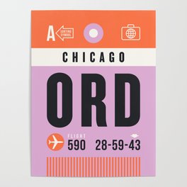 Luggage Tag A - ORD Chicago USA Poster