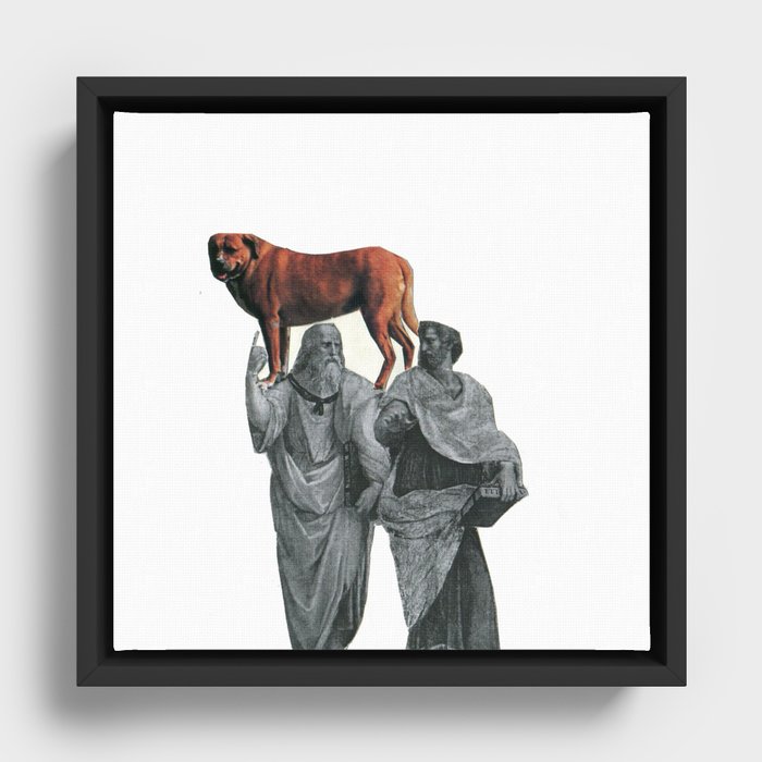 plato n aristotle walking their doge Framed Canvas