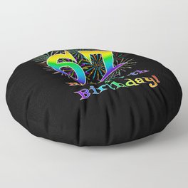 [ Thumbnail: 67th Birthday - Fun Rainbow Spectrum Gradient Pattern Text, Bursting Fireworks Inspired Background Floor Pillow ]