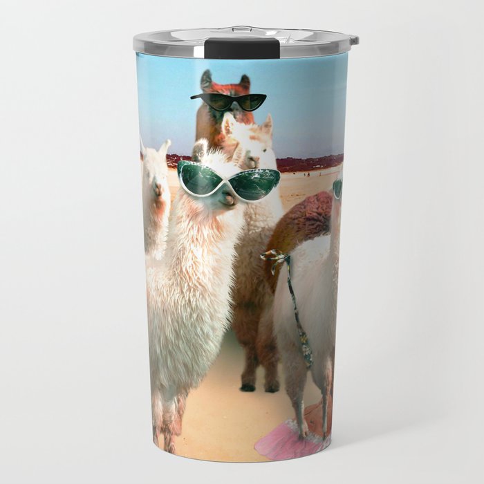Funny Llama Beach Travel Mug