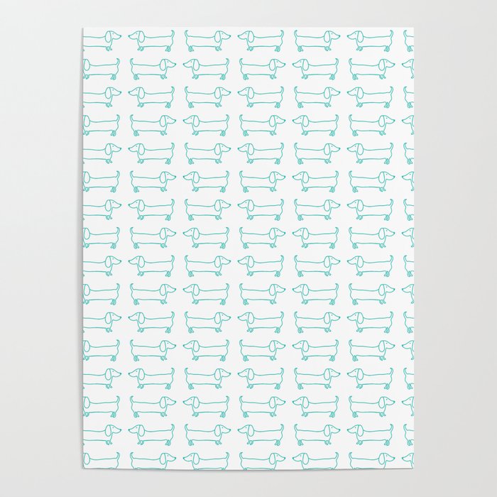Dachshunds pattern in mint Poster