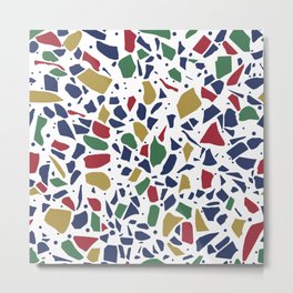 Terrazzo Spot Color on White Metal Print | Dot, Stone, Spot, Geometric, Polka, Digital, Red, Spots, Green, Graphic 