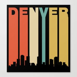 Retro Denver Colorado Cityscape Downtown Skyline Canvas Print