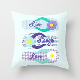 Live - Laugh - Love in Turquoise & Purple Throw Pillow