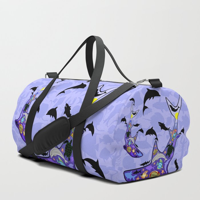 patterned duffle bag