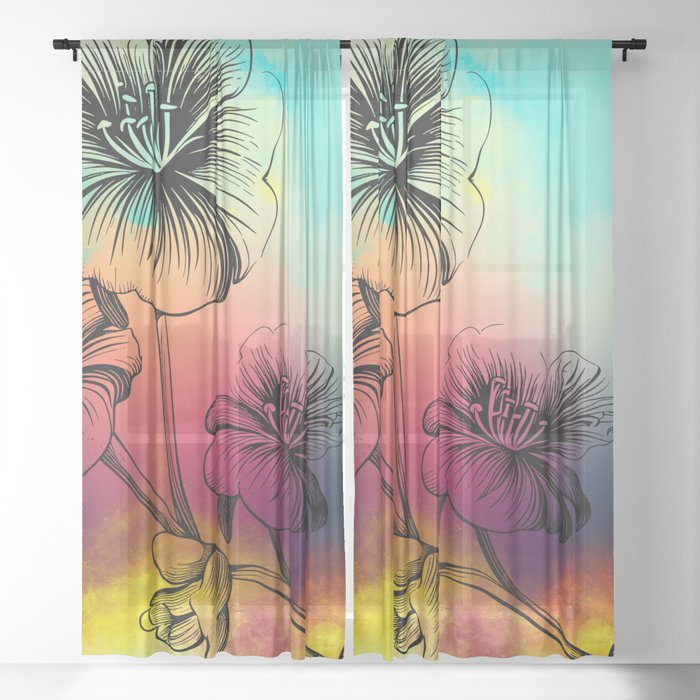 Sunset Floral Sheer Curtain