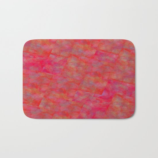 Bright Pink Cubism Abstract Bath Mat