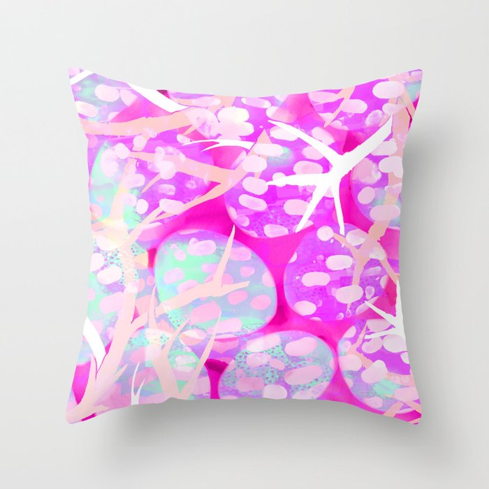 Pink Staghorn Throw Pillow