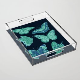 Texas Butterflies – Green and Blue on Navy Acrylic Tray