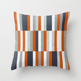Orange, Navy Blue, Gray / Grey Stripes, Abstract Nautical Maritime Design by Throw Pillow