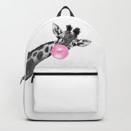 Bubble Gum Black and White Sneaky Giraffee Backpack