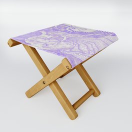 Woman with a Butterfly at a Pond with Two Swans (1894) by Jan Toorop Reimagined in Lavender Folding Stool