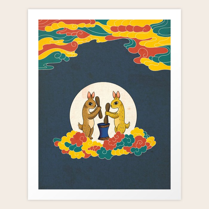 Minhwa Moon Rabbit B Type Art Print By Qamarart Society6 Minhwa Moon Rabbit B Type Art Print By Qamarart Society6