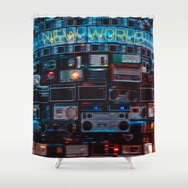 New World sound system Shower Curtain