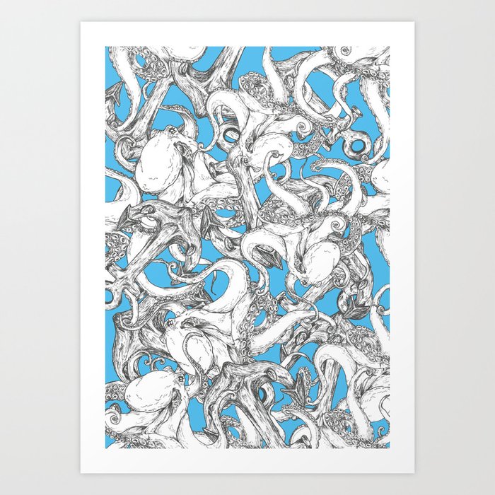 Sea Life Octopus With Anchor Art Print By Aliciasdesigns