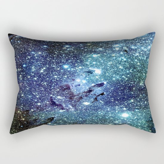 GalaxY Nebula Blue Teal Indigo Rectangular Pillow
