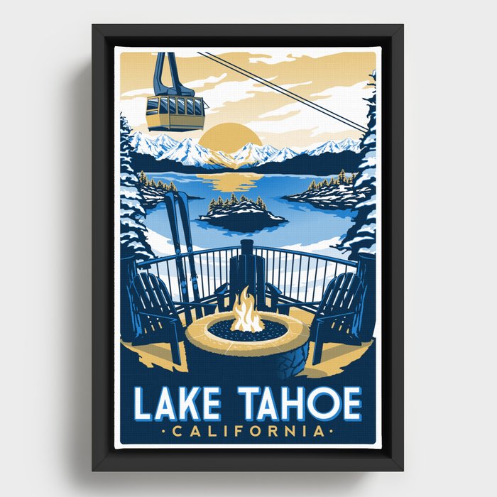 Lake tahoe California vintage travel poster Framed Canvas