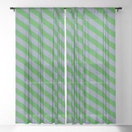 [ Thumbnail: Light Slate Gray and Forest Green Colored Pattern of Stripes Sheer Curtain ]