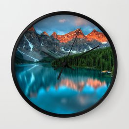 Moraine Lake at Sunset, Banff National Park, Canada Wall Clock