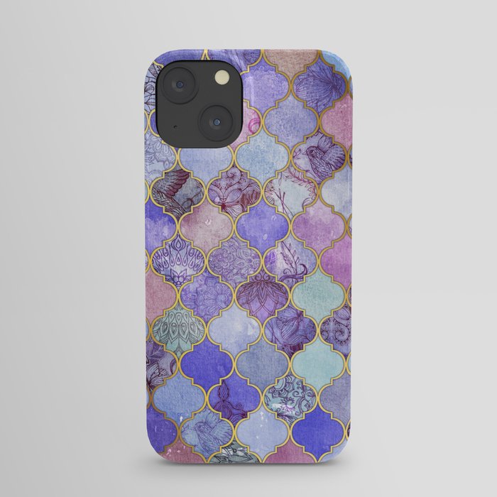 Royal Purple, Mauve & Indigo Decorative Moroccan Tile Pattern iPhone Case