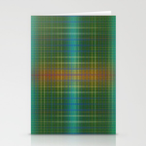 Green Glow Plaid Stationery Cards