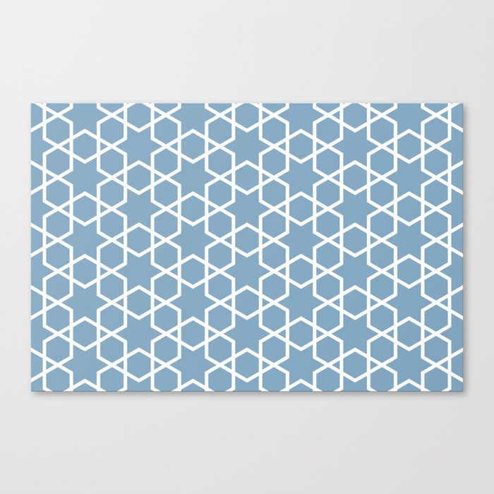 Blue and White Tessellation Line Pattern 14 Pairs Dulux 2022 Popular Colour Sky View Canvas Print