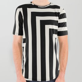 Geometric Mid Century Modern Maze - Black & White All Over Graphic Tee