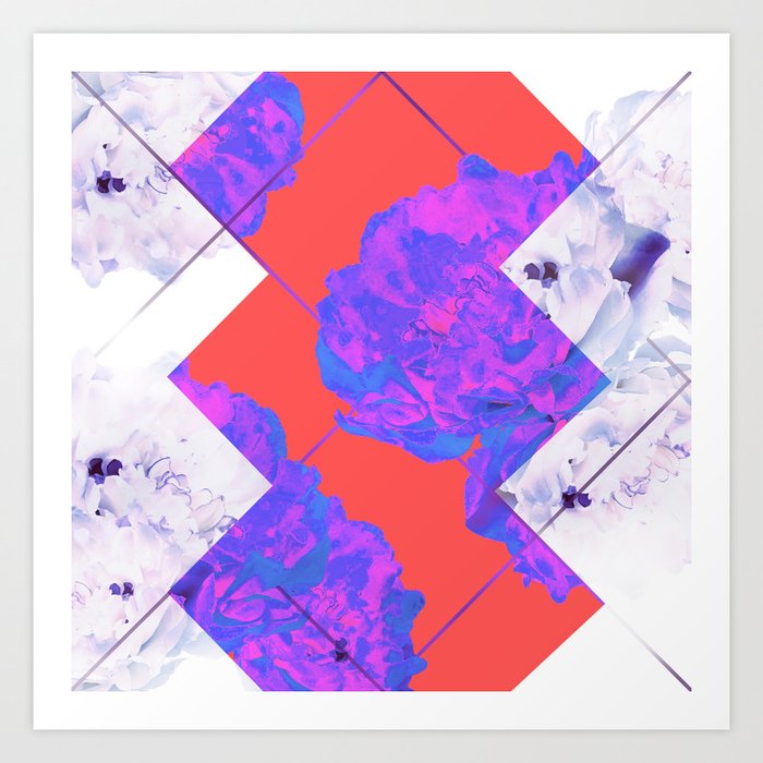 Abstract Geometric Peonies Flowers Design Art Print By