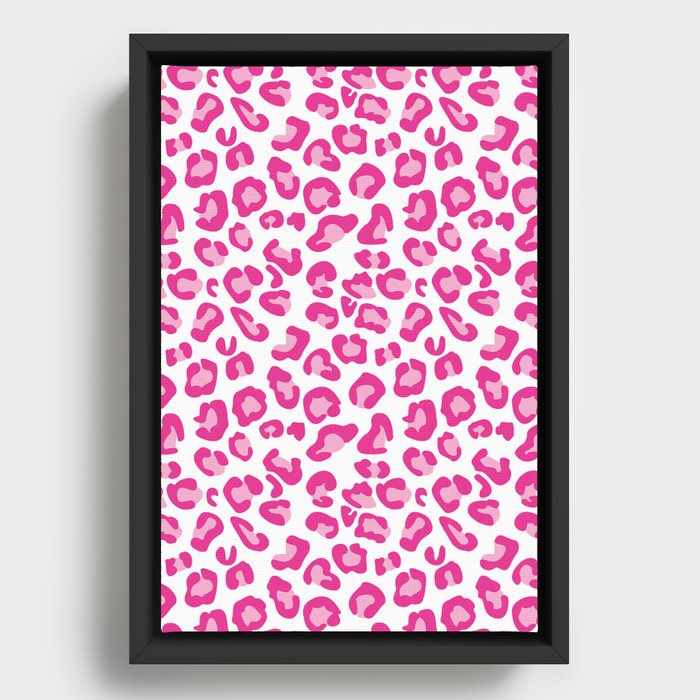 Leopard-Pinks on White Framed Canvas