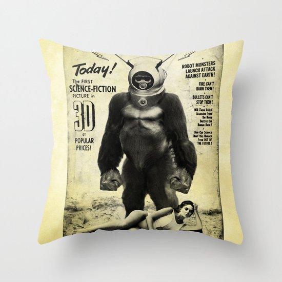 Robot Monster Throw Pillow