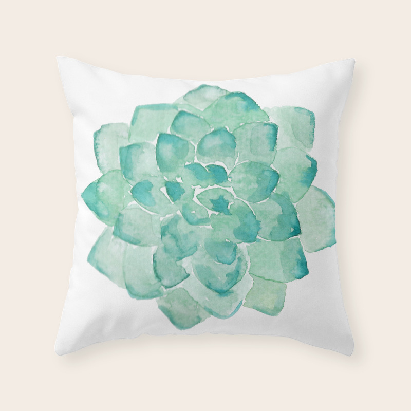 Watercolor Succulent Print In Seafoam Green Throw Pillow By