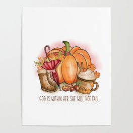 Fall season Jesus quote pumpkin Poster