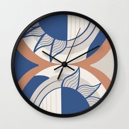 Geometric semi-circle abstract blue graphic design Wall Clock