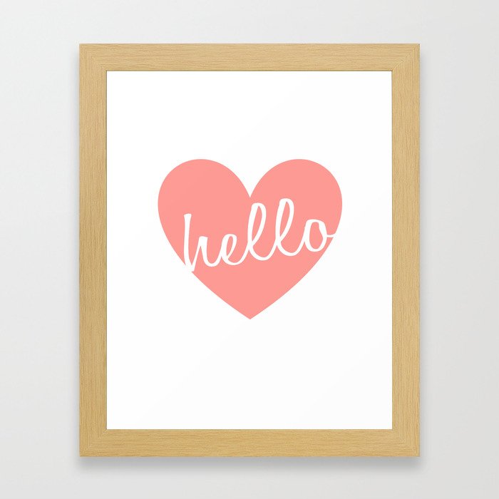 Hello Heart Wall Art #5 Pink Heart Framed Art Print