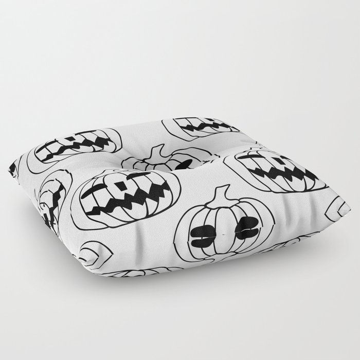 Seamless Pattern Silhouette Halloween Grimace Horror 02 Floor Pillow