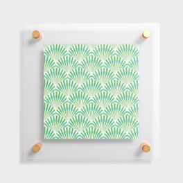 Lime Green and Blue Shell Art Deco Pattern Floating Acrylic Print