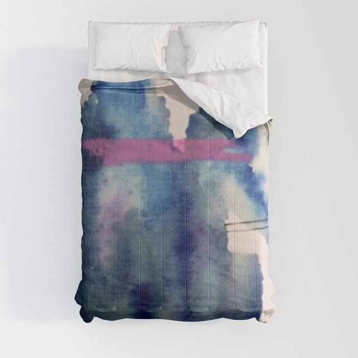 Pour: a blue and purple abstract watercolor Comforter