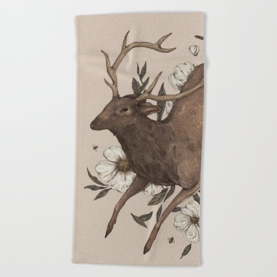 Floral Elk Beach Towel