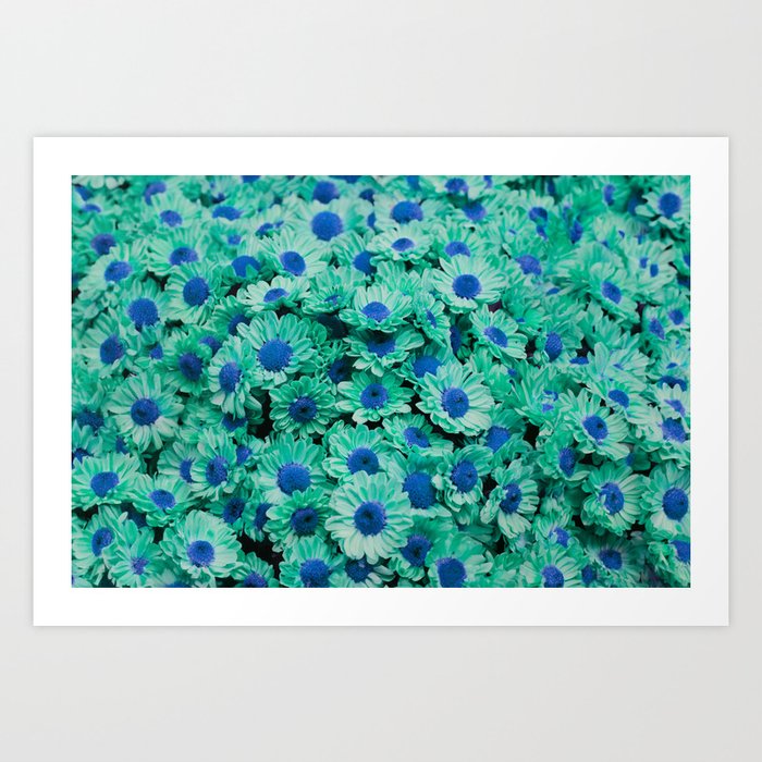 Flowers Texture - Turquoise and Blue colors Art Print
