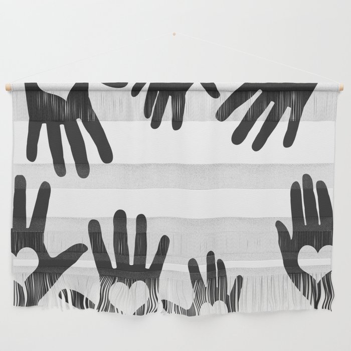 Heart Hand Graphic - Black and white Wall Hanging