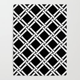Classic Bamboo Trellis Pattern 226 Black and White Poster